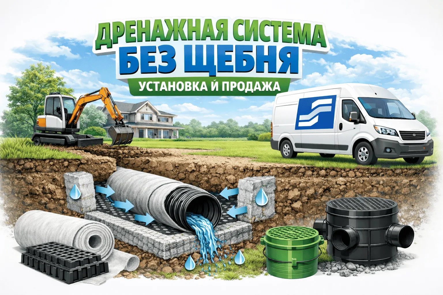 Глубинный дренаж участка в Новосибирске